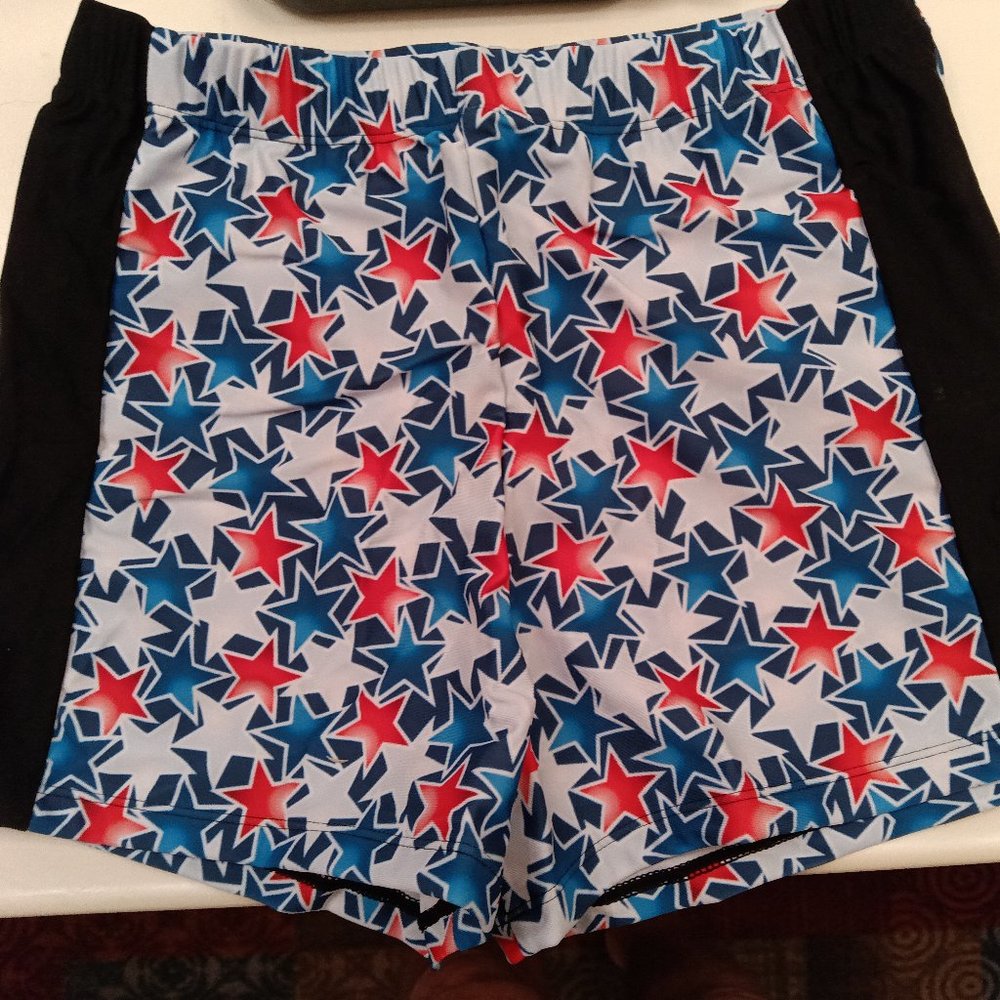 NWOT Swim Jammer, Half Length, Red/ White/ Blue Stars, Size Medium